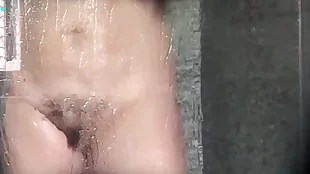 Mature wet and hairy: A POV shower scene