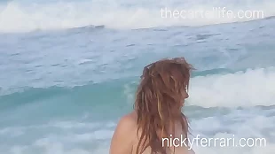 Nicky Ferrari's sunbathing session turns into a steamy lesbian encounter