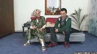 A step grandma experiences the thrill of a new cock in her old body